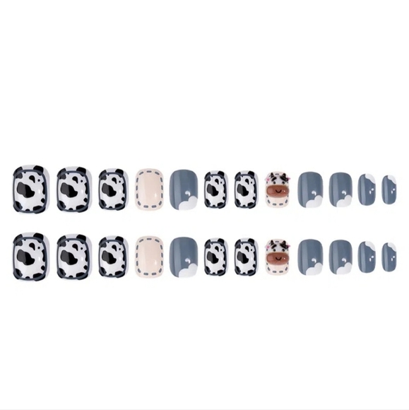 NIB Cow themed Press-on Fake Nails - Super Cute!! - Picture 5 of 5